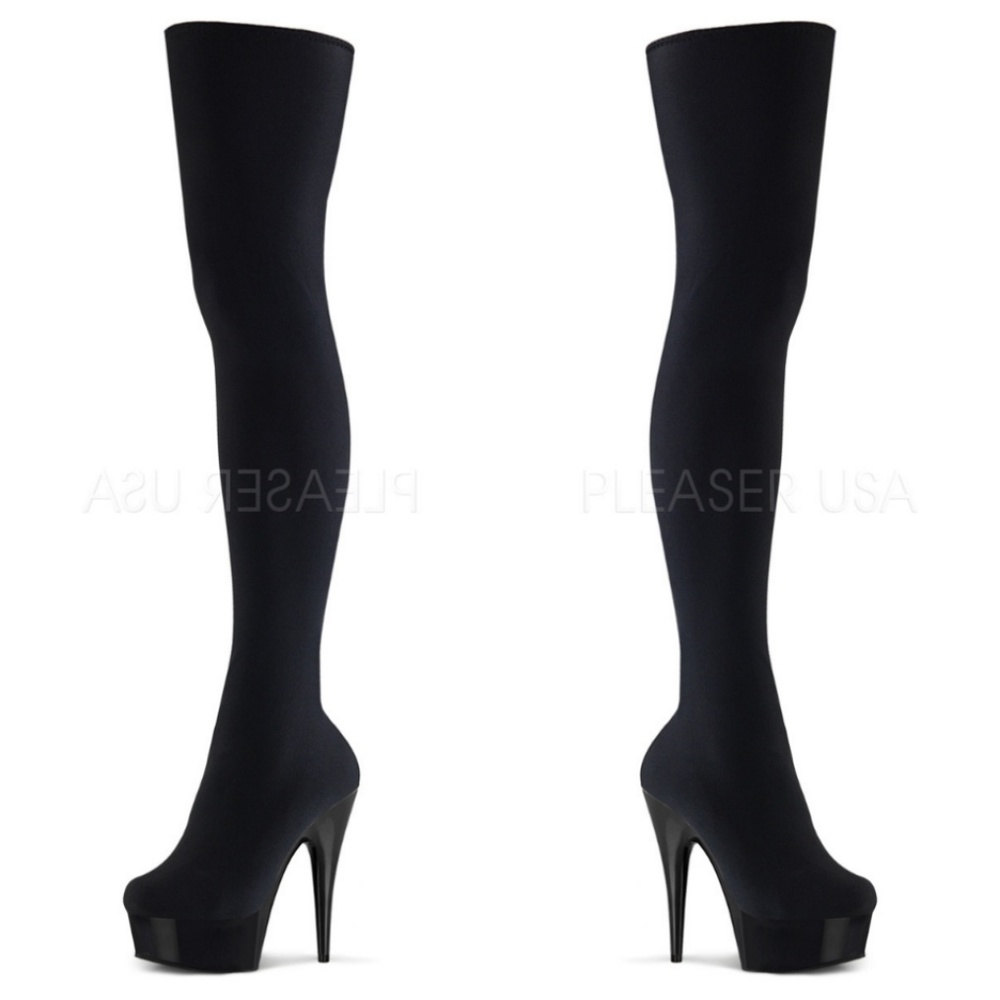 Velvet Platform Heel Thigh High Boots